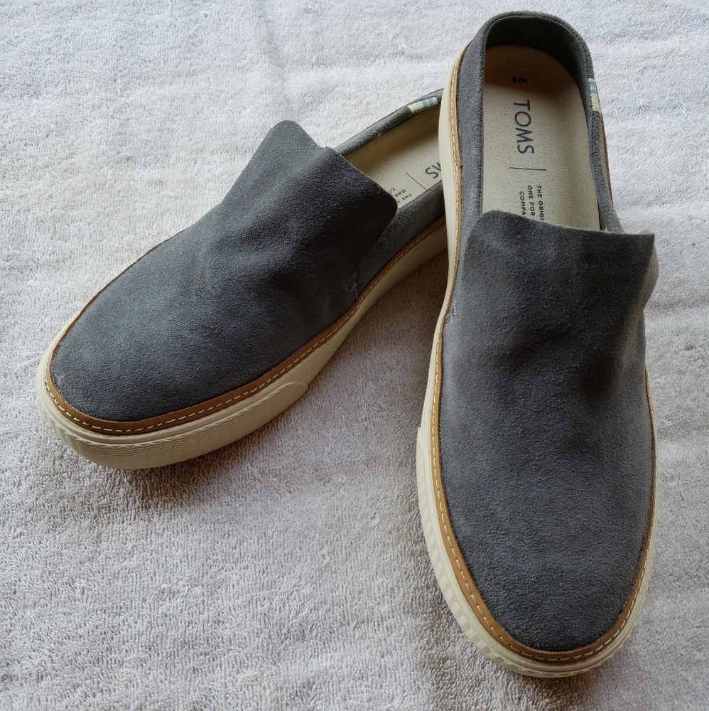 Toms Sunrise 8 Gray Suede Slip On Mules Sneakers